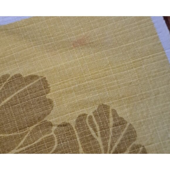 Vintage Block Print Tablecloth Centerpiece Small Yellow Floral Mid Century 30x35 - Picture 3 of 4